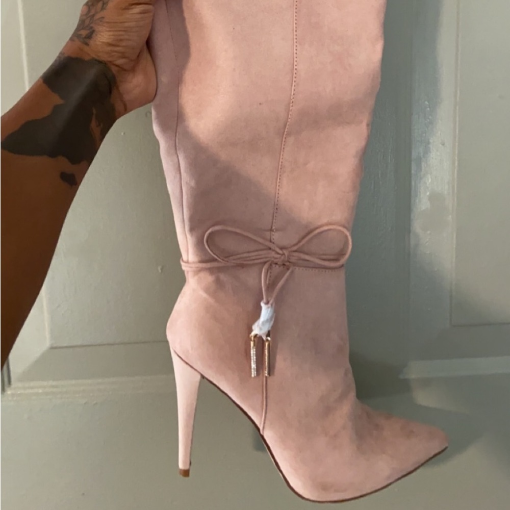 Light Pink Knee High Boots